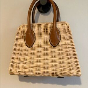 Zara Wicker Purse with Brown Handles